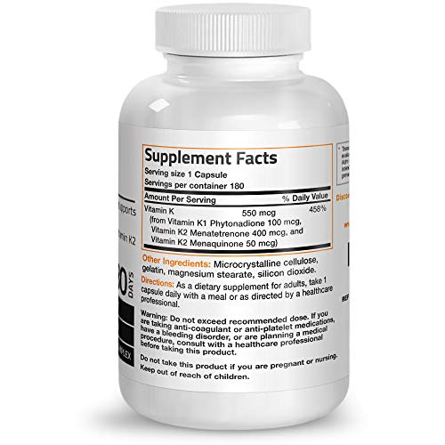 Bronson Vitamin K Triple Play (Vitamin K2 MK7 / Vitamin K2 MK4 / Vitamin K1) 180 Capsules Supplement Bronson 