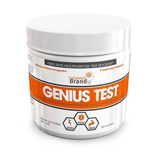 GENIUS TEST - The Smart Testosterone Booster For Men | Natural Energy Supplement, Brain & Libido Support, Fat Loss | Muscle Builder with KSM-66 Ashwagandha, Shilajit and Tongkat Ali,120 Veggie Pills Supplement The Genius Brand 