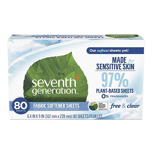 Seventh Generation Fabric Softener Sheets, Free & Clear, 80 count (Packaging May Vary) Fabric Softener Seventh Generation 
