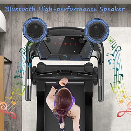 GYMAX Folding Treadmill, Electric Motorized Running Walking Machine with Bluetooth Speaker, Heart Rate Sensor & LED Touch Display, 2.25HP Silent Treadmill for Home/Gym (Black) Sports GYMAX 