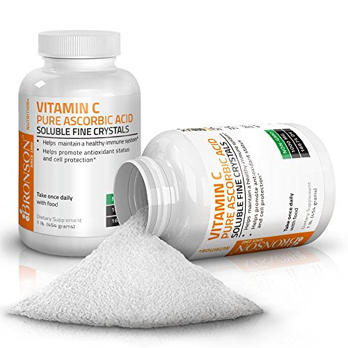 Bronson Vitamin C Crystals (Powder) GMO Free Ascorbic Acid, 1 Lbs (16 Ounces) Supplement Bronson 