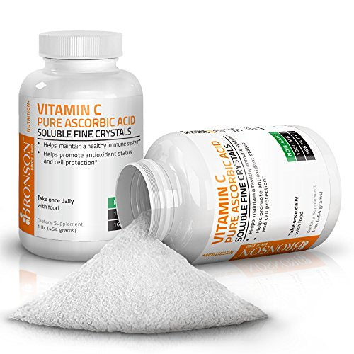 Bronson Vitamin C Crystals (Powder) GMO Free Ascorbic Acid, 1 Lbs