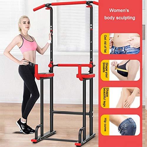 Power Tower Pull Up Bar, Adjustable Height Pull Up & Dip Station Multi-Function Home Gym Strength Training Fitness Workout Station (Black, 26.6"(W) X 32.2"(L) X 64-88"(H)) Apparel Aritone 