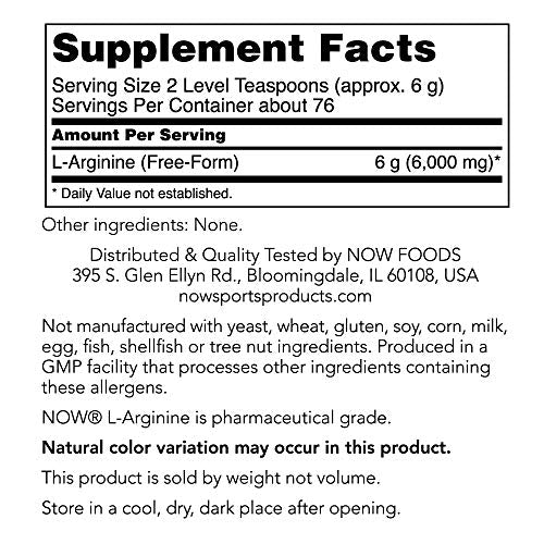 NOW Sports L-Arginine Powder, 1-Pound Supplement Now Sports 