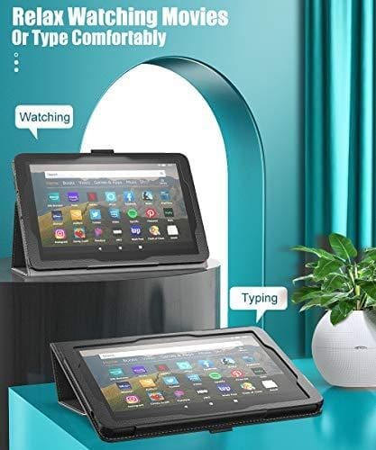 MoKo Case Compatible with All-New Kindle Fire HD 8 Tablet and Fire HD 8 Plus Tablet (10th Generation, 2020 Release),Slim Folding Stand Cover with Auto Wake/Sleep - Black Personal Computer MoKo 