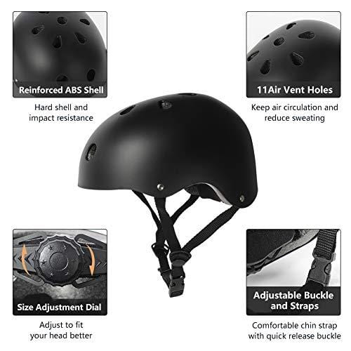 Tourdarson Adult Skateboard Helmet Specialized Certified Protection Multi-Sports for Scooter Skate Skateboarding BMX (Black, Medium) Sports Tourdarson 