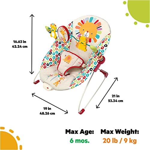 Bright Starts Playful Pinwheels Portable Baby Bouncer with Vibrating Infant Seat and-Toy Bar, 19.8x13.1x3.4 Inch, Age 0-6 Months Baby Product Bright Starts 