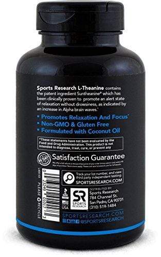 Suntheanine® L-Theanine 200mg (Double-Strength) in Cold-Pressed Organic Coconut Oil; Non-GMO & Gluten Free - 60 Liquid Softgel Supplement Sports Research 