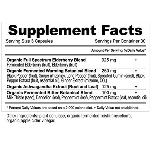 Ancient Apothecary Fermented Elderberry Supplement, 90 Capsules — Infused with Organic Essential Oils, Ashwagandha Extract and Digestive Bitters Supplement Ancient Apothecary 