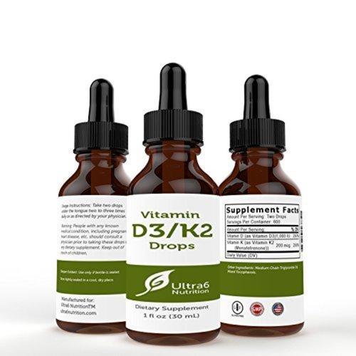Vitamin D3 Drops with K2 Supplement Ultra6 Nutrition 