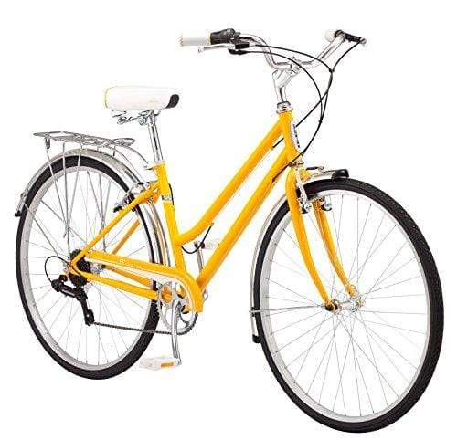 Schwinn Wayfarer Hybrid Bicycle, Retro-Styled 16-Inch/Small Steel Step-Through Frame and 7-Speed Drivetrain with Front and Rear Fenders, Rear Rack, and 700C Wheels, Light Mint Outdoors Schwinn 