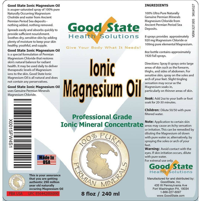Good State Ionic Magnesium Oil (8 fl oz) Supplement GoodState 