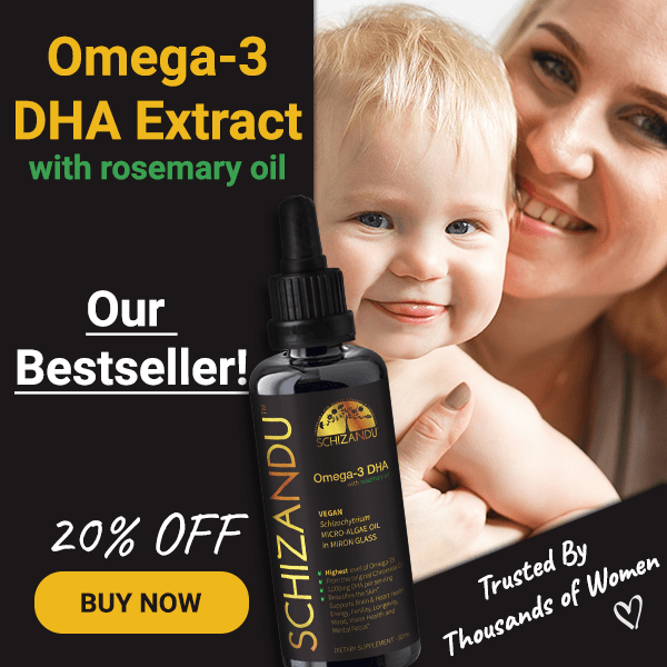 The Most Potent, Purest Algae Oil (Omega-3, Vegan DHA Algal Extract, with Rosemary) Supplement Schizandu Organics 