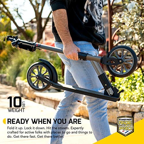 Swagtron K8 Titan Commuter Kick Scooter for Adults, Teens | Foldable, Lightweight w/ABEC-9 Wheel Bearings | Height-Adjustable, 220LB Max Load Outdoors Swagtron 