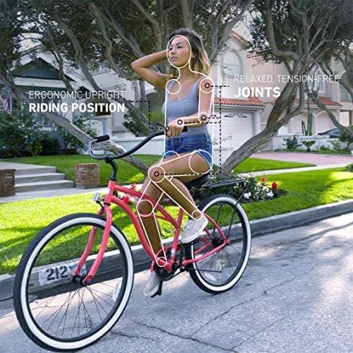 sixthreezero Around The Block Women's Single Speed Cruiser Bicycle, Coral w/ Black Seat/Grips, 26" Wheels/17" Frame Outdoors sixthreezero 