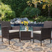 Devoko Patio Porch Furniture Sets 3 Pieces PE Rattan Wicker Chairs with Table Outdoor Garden Furniture Sets (Brown/Beige) Lawn & Patio Devoko 
