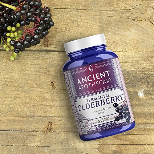 Ancient Apothecary Fermented Elderberry Supplement, 90 Capsules — Infused with Organic Essential Oils, Ashwagandha Extract and Digestive Bitters Supplement Ancient Apothecary 