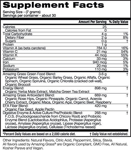 Amazing Grass Energy Green Superfood Organic Powder with Wheat Grass and Greens, Natural Caffeine with Yerba Mate and Matcha Green Tea, Flavor: Lemon Lime, 30 Servings Supplement Amazing Grass 