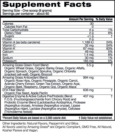 Amazing Grass Green Superfood Organic Powder with Wheat Grass and Greens, Flavor: Berry, 60 Servings Supplement Amazing Grass 