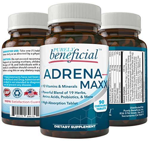 ADRENA-MAXX - Natural Adrenal Supplement, 45Day Supply- Fatigue Relief, Supports Adrenal Function, Stress Response, Enhanced Energy - Pure, Organic Ingredients -... from PURELY benefical Supplement PURELY beneficial 