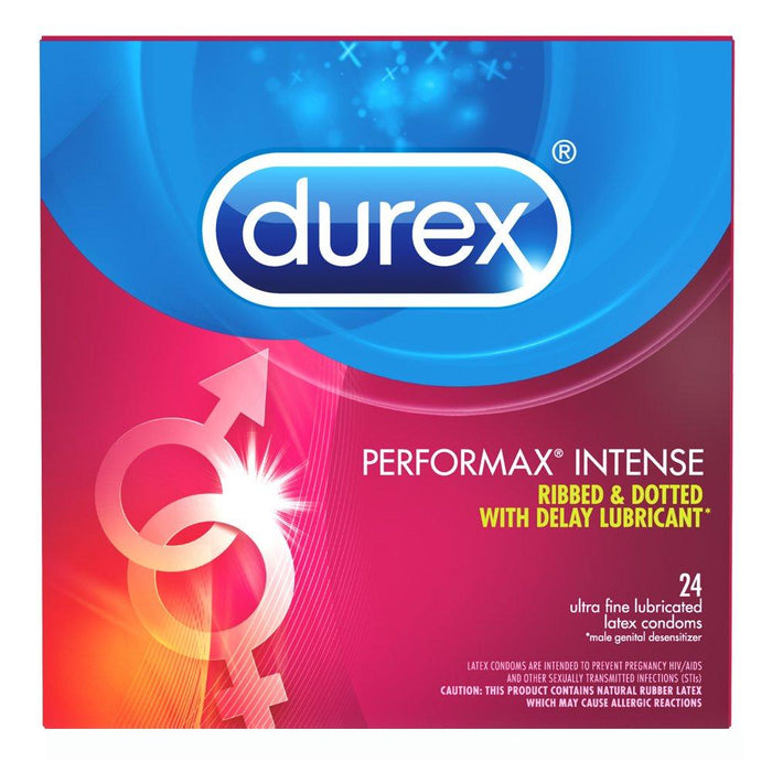 Durex Condom Performax Intense Natural Latex Condoms, 24 Count - Ultra Fine, ribbed, dotted with delay lubricant Condom Durex 