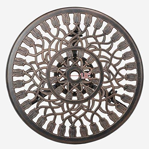 YAHEETECH 3 PCS Patio Set Tulip Design Setting Cast Bistro Table Chair Outdoor Patio Furniture, Aluminum, Antique Bronze Furniture YAHEETECH 