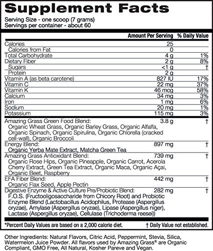 Amazing Grass Energy Green Superfood Organic Powder with Wheat Grass and Greens, Natural Caffeine with Yerba Mate and Matcha Green Tea, Flavor: Watermelon, 60 Servings Supplement Amazing Grass 