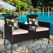 Tangkula Outdoor Rattan Loveseat, Patio Conversation Set with Cushions & Table, Modern Patio Furniture Set Wicker Sofa Set with Built-in Coffee Table, Rattan Sofas for Garden Lawn Backyard Lawn & Patio Tangkula 