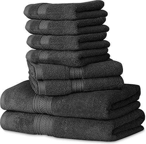 Utopia Towels Premium 700 GSM 8 Piece Towel Set; 2 Bath Towels, 2 Hand Towels and 4 Washcloths - Cotton - Machine Washable, Hotel Quality, Super Soft and Highly Absorbent by (Dark Grey) Towel Utopia Towels 