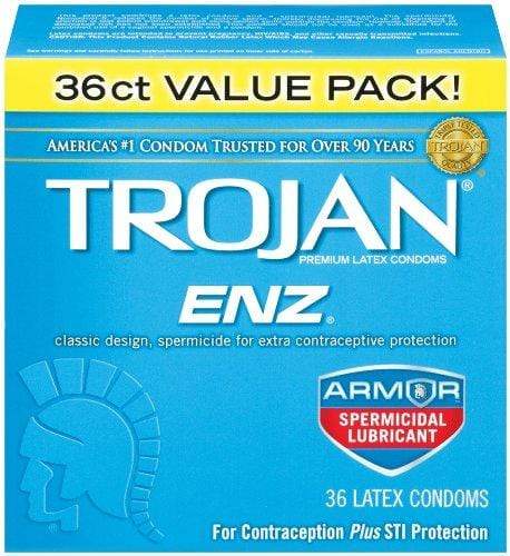 Trojan Enz Condom Enz Spermicidal, 36 Count Condom Trojan 
