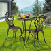 YAHEETECH 3 PCS Patio Set Tulip Design Setting Cast Bistro Table Chair Outdoor Patio Furniture, Aluminum, Antique Bronze Furniture YAHEETECH 