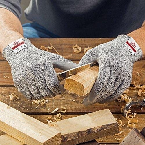 SAFEAT Safety Grip Work Gloves for Men and Women – Protective, Flexible, Cut Resistant, Comfortable PU Coated Palm. Free eBook Gift Included! Size Large Tools SAFEAT 