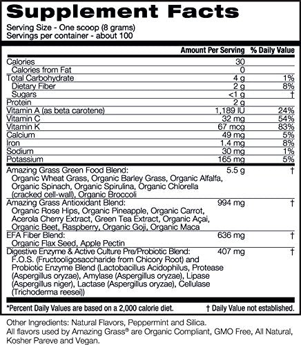 Amazing Grass Green Superfood Organic Powder with Wheat Grass and Greens, Flavor: Berry, 100 Servings Supplement Amazing Grass 