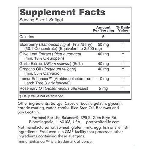 Protocol For Life Balance - A-Biotic - Immune System Support, Healthy Digestion, with Garlic, Olive Leaf, Elderberry & Oregano Oil - 60 Softgels Supplement Protocol For Life Balance 