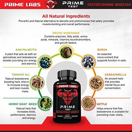 Prime Labs Men's Testosterone Booster (60 Caplets) - Natural Stamina, Endurance and Strength Booster - Fortifies Metabolism - Promotes Healthy Weight Loss and Fat Burning Supplement Prime Labs 