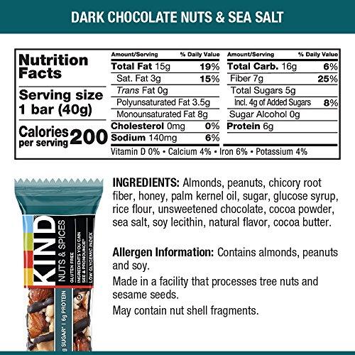 Bars, Dark Chocolate Nuts & Sea Salt, Gluten Free, Low Sugar, 12 Count Food & Drink KIND 