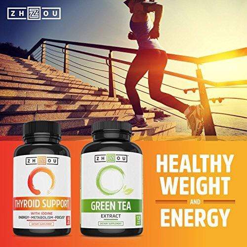 Thyroid Support Complex With Iodine - Energy, Metabolism & Focus Formula - Vegetarian, Soy & Gluten Free - 'Feel Like Your Old Self Again' Supplement Zhou Nutrition 