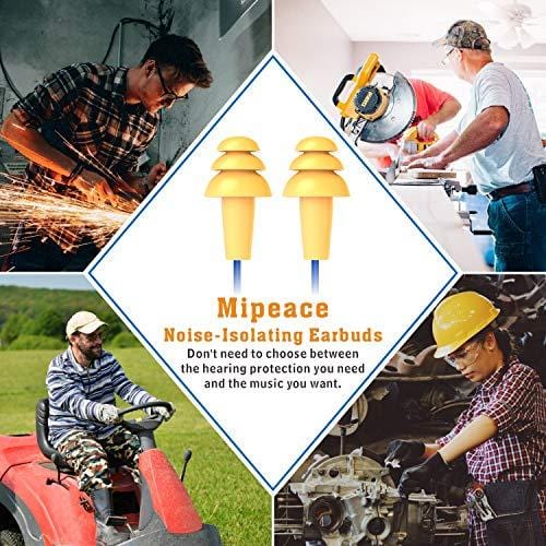 Work Earbuds, Mipeace Safety Hearing Protection Industrial Ear plugs Headphones-OSHA Approved Noise Reduction Earphones for Work Construction Motorcycle Electronics Mipeace 