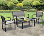 JUMMICO 4 Pieces Patio Furniture Set Modern Conversation Set Outdoor Garden Patio Bistro Set with Glass Coffee Table for Home, Porch, Lawn (Grey) Lawn & Patio JUMMICO 