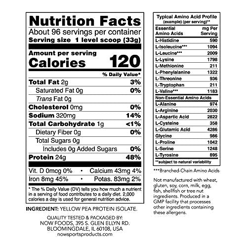 NOW Sports Pea Protein Natural Unflavored Powder,7-Pound Supplement NOW Foods 