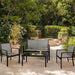 JUMMICO 4 Pieces Patio Furniture Set Modern Conversation Set Outdoor Garden Patio Bistro Set with Glass Coffee Table for Home, Porch, Lawn (Grey) Lawn & Patio JUMMICO 