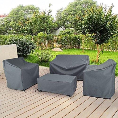 Baner Garden N87 4-Piece Outdoor Veranda Patio Garden Furniture Cover Set with Durable and Water Resistant Fabric (Grey) Lawn & Patio Baner Garden 