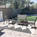 JUMMICO 4 Pieces Patio Furniture Set Modern Conversation Set Outdoor Garden Patio Bistro Set with Glass Coffee Table for Home, Porch, Lawn (Grey) Lawn & Patio JUMMICO 
