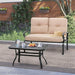 Incbruce Outdoor Patio Furniture Loveseat 2-Piece and Bistro Coffee Table Set Furniture Bench with Cushion, Lawn Front Porch Garden, Steel Frame, Brown Lawn & Patio Incbruce 
