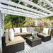 PAMAPIC 7 Pieces Patio Furniture，Outdoor Rattan Sectional Sofa Conversation Set with Tea Table and Washable Cushions, Beige Lawn & Patio PAMAPIC 