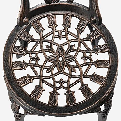 YAHEETECH 3 PCS Patio Set Tulip Design Setting Cast Bistro Table Chair Outdoor Patio Furniture, Aluminum, Antique Bronze Furniture YAHEETECH 