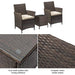 Devoko Patio Porch Furniture Sets 3 Pieces PE Rattan Wicker Chairs with Table Outdoor Garden Furniture Sets (Brown/Beige) Lawn & Patio Devoko 