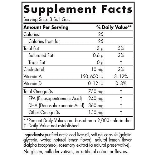 Nordic Naturals - Arctic CLO, Heart and Brain Health, and Optimal Wellness, 180 Soft Gels Supplement Nordic Naturals 