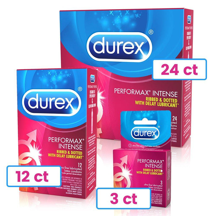 Durex Condom Performax Intense Natural Latex Condoms, 24 Count - Ultra Fine, ribbed, dotted with delay lubricant Condom Durex 