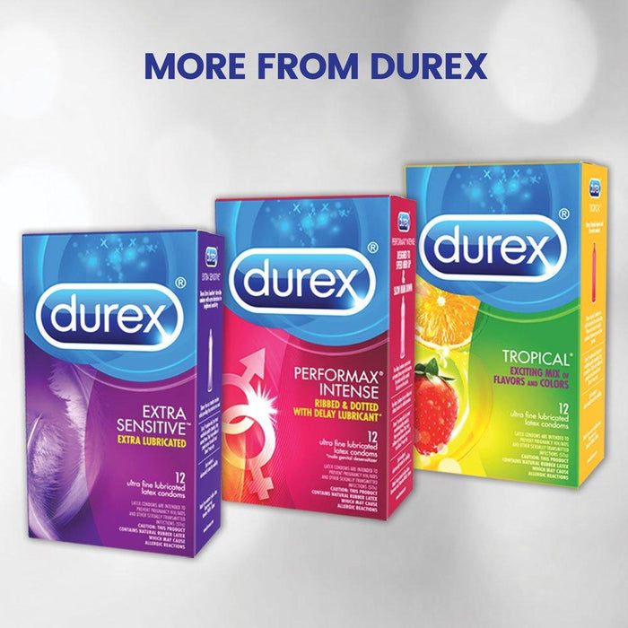 Durex Condom Prolong Natural Latex Condoms, 12 Count - Ultra Fine, ribbed and dotted with delay lubricant Condom Durex 